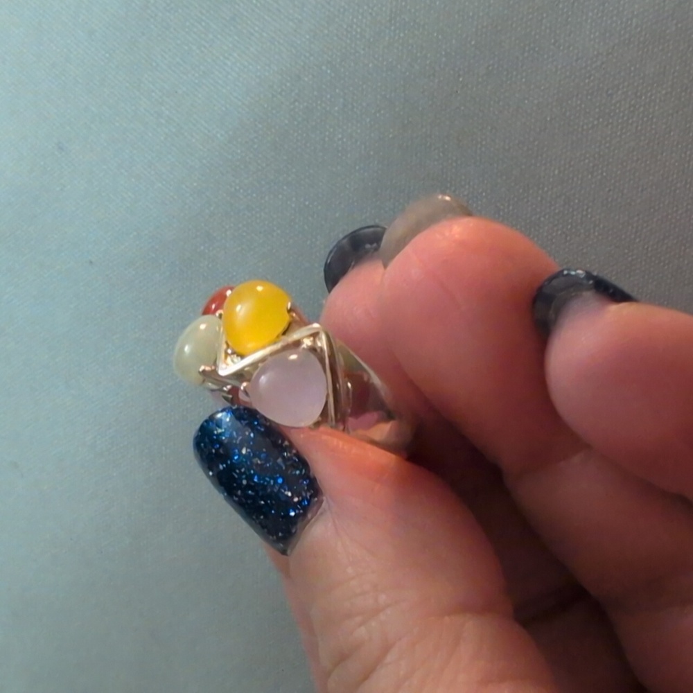 Multicolor Teardrop Gemstone Ring - image 3
